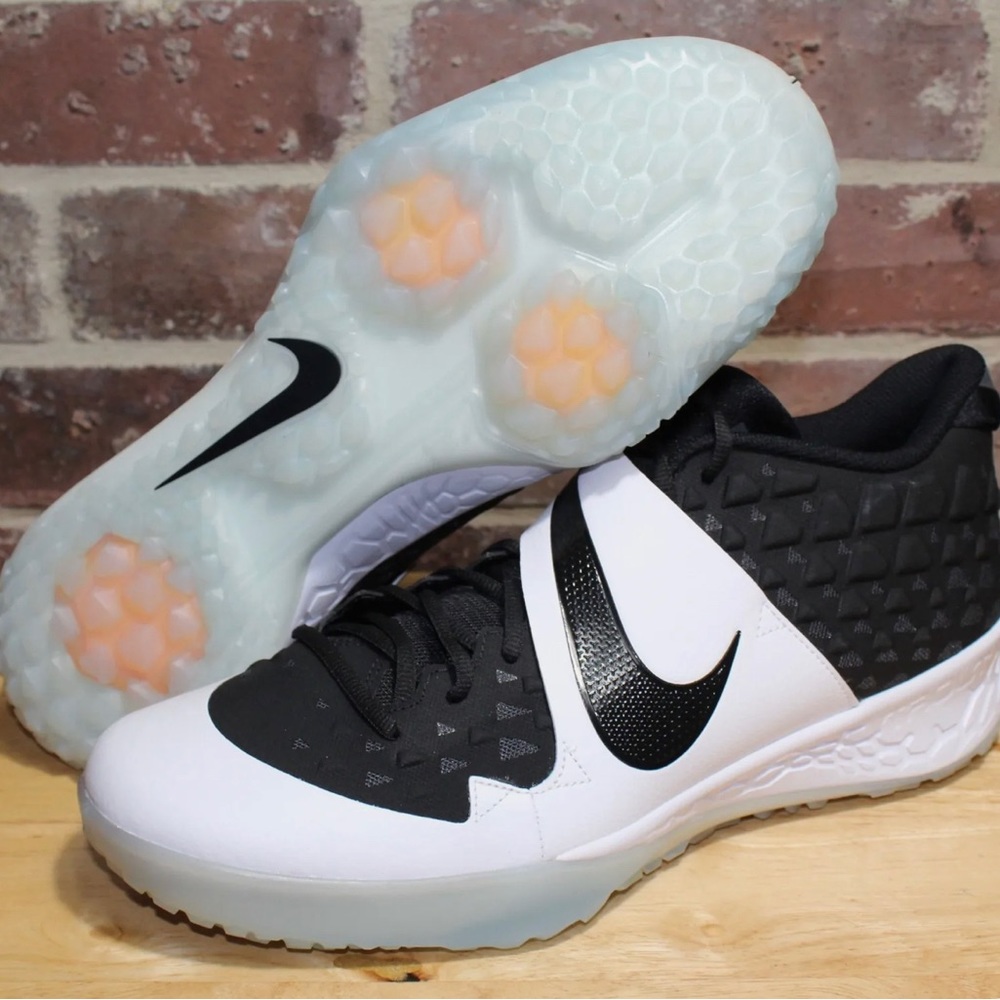 Men's Nike Force Zoom Trout 6 Turf Shoes Black White Size 12